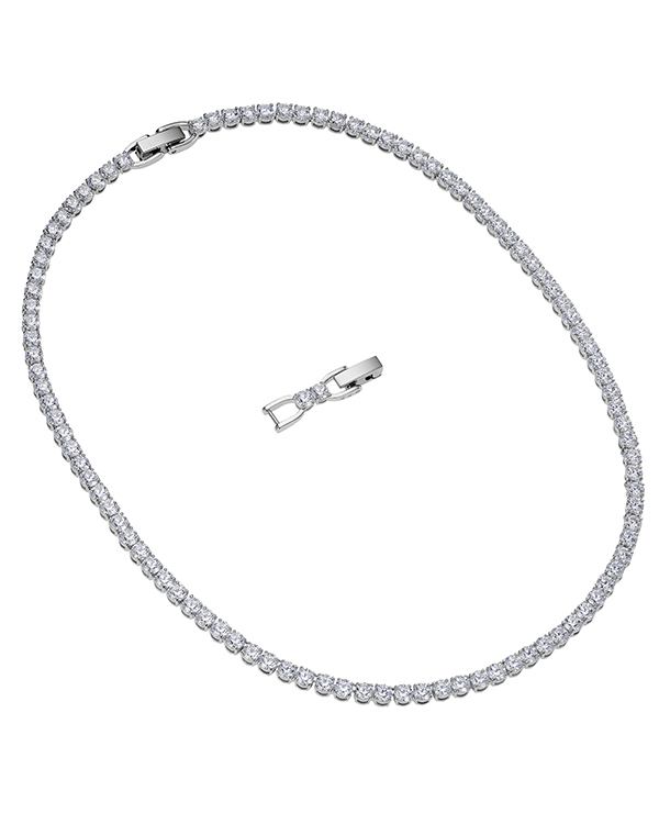 SWAROVSKI Tennis Deluxe necklace Round cut, White, Rhodium plated