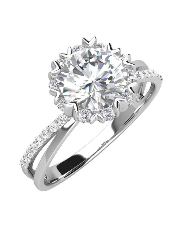 BRIZZLING Ring, Silver, Diamond Moissanite, Silver Plated