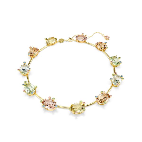 SWAROVSKI Gema Tennis necklace, Mixed cuts, Multicolored, Gold-tone plated