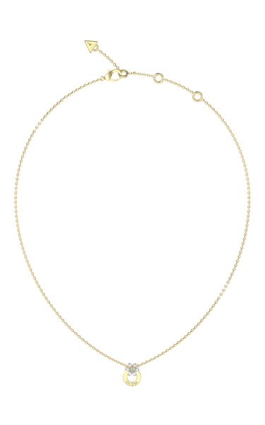 GUESS STEEL LILY Κολιέ Χρυσό Με Λουλούδι Και Λογότυπο
