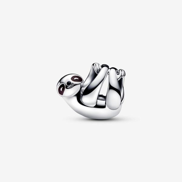 PANDORA Sloth sterling silver charm with brown and black enamel