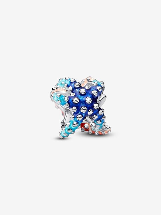 PANDORA Starfish sterling silver charm with shaded blue and pink enamel