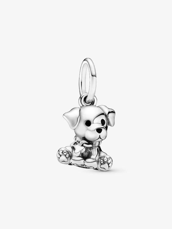 PANDORA Labrador dog silver dangle with black enamel