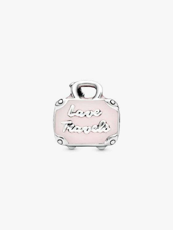 PANDORA Suitcase silver charm with pink enamel