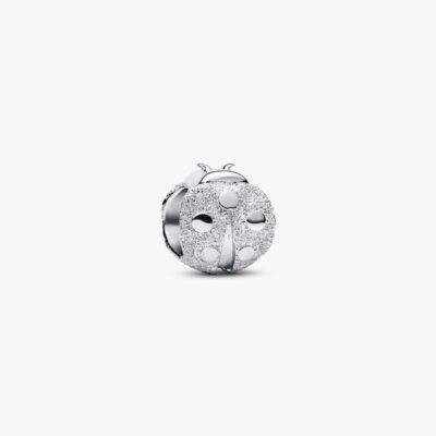 PANDORA Textured ladybird sterling silver mini charm