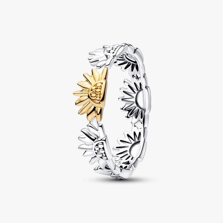 PANDORA Sunflower sterling silver and 14k gold-plated ring