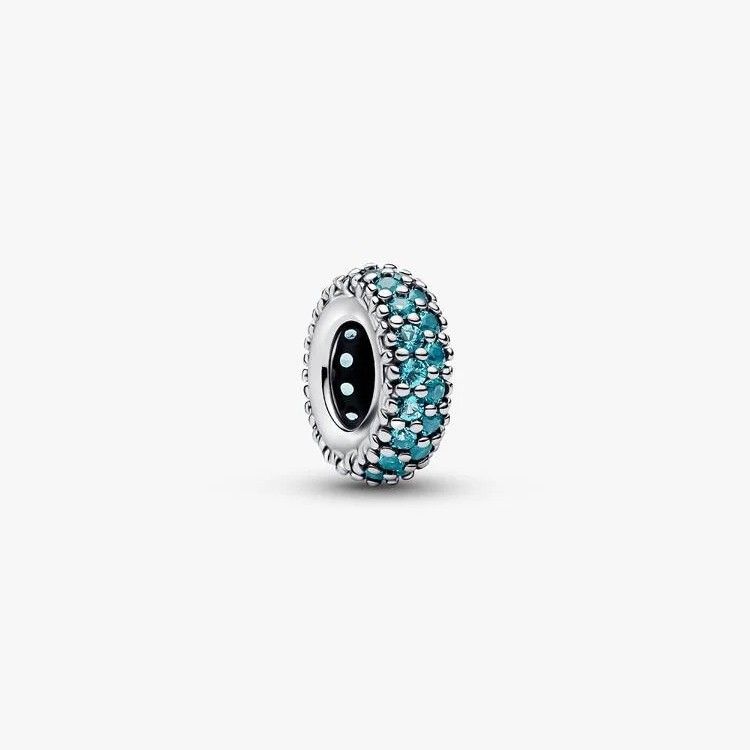 PANDORA Abstract sterling silver spacer with icy blue crystal