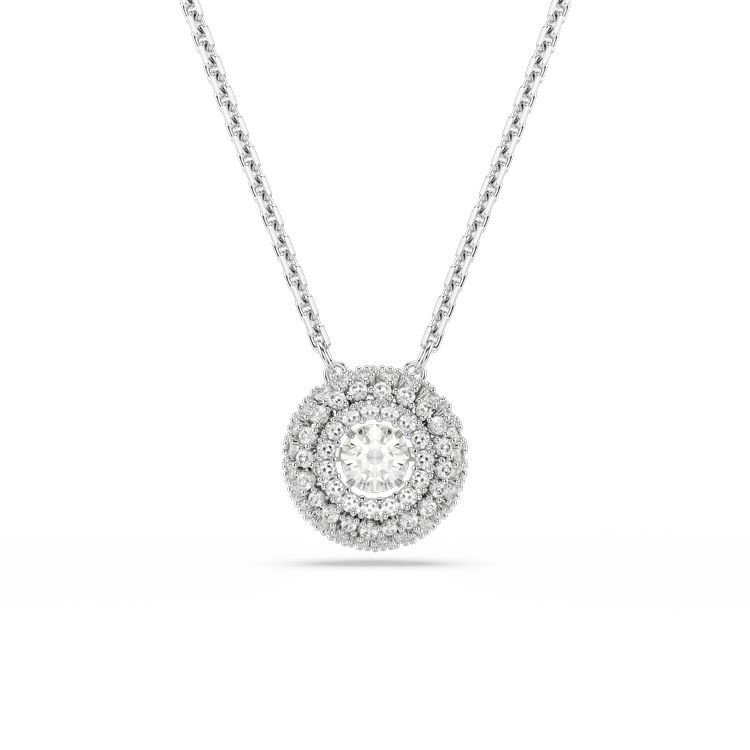SWAROVSKI Sublima pendant, Round cut, White, Rhodium plated