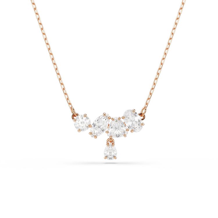 SWAROVSKI Mesmera necklace, Mixed cuts, White, 18K rose gold finish