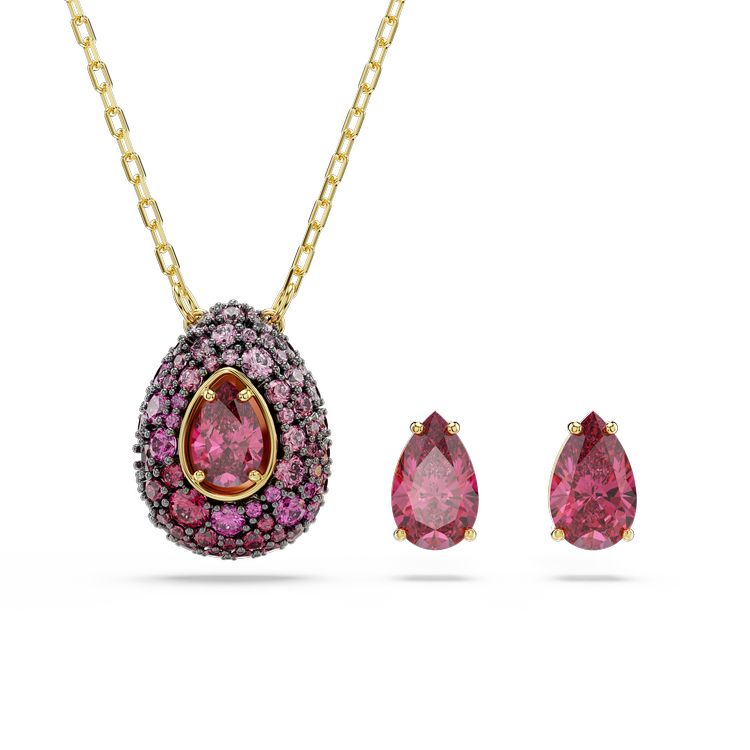 SWAROVSKI Sublima set, Set (2), Pear cut, Red, 18K gold finish