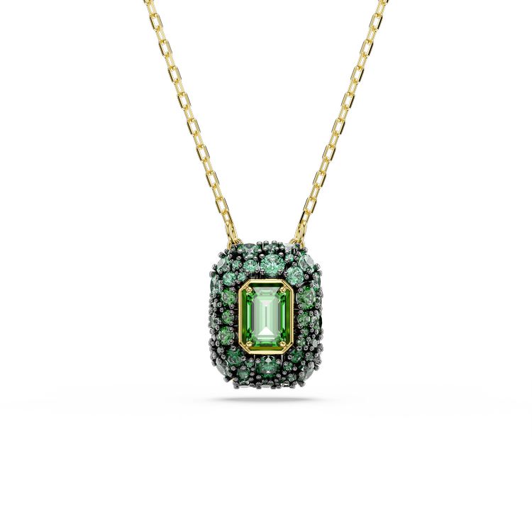 SWAROVSKI Sublima pendant, Octagon cut, Green, 18K gold finish