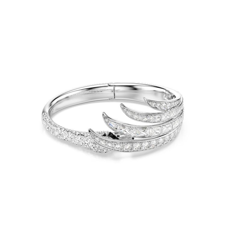 SWAROVSKI Vienna bangle, Mixed cuts, Swan, White, Rhodium plated