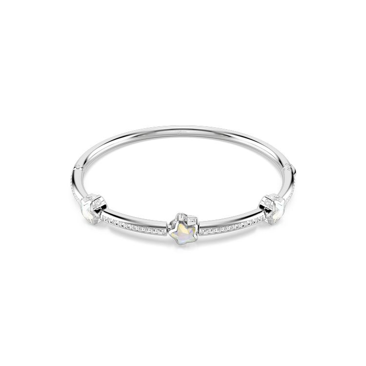 SWAROVSKI Chroma bangle, Mixed cuts, Star, White, Rhodium plated