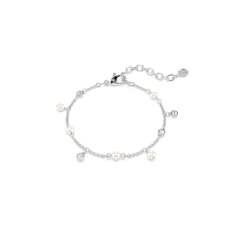 SWAROVSKI Imber bracelet, Crystal pearl, Round cut, White, Rhodium plated