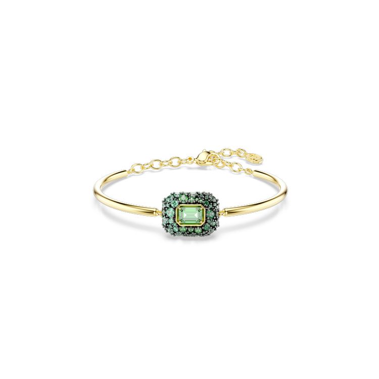 SWAROVSKI Sublima bangle, Octagon cut, Green, 18K gold finish