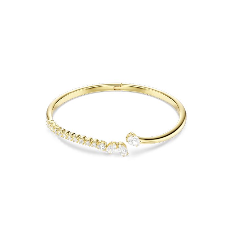SWAROVSKI Mesmera bangle, Mixed cuts, White, 18K gold finish