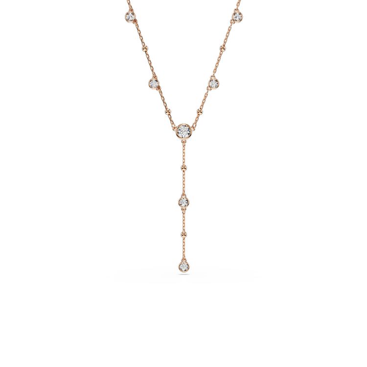 SWAROVSKI Imber Y necklace, Round cut, White, 18K rose gold finish