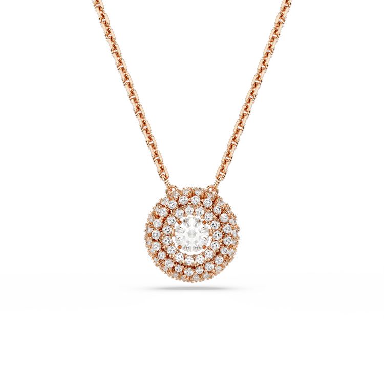 SWAROVSKI Sublima pendant, Round cut, White, 18K rose gold finish