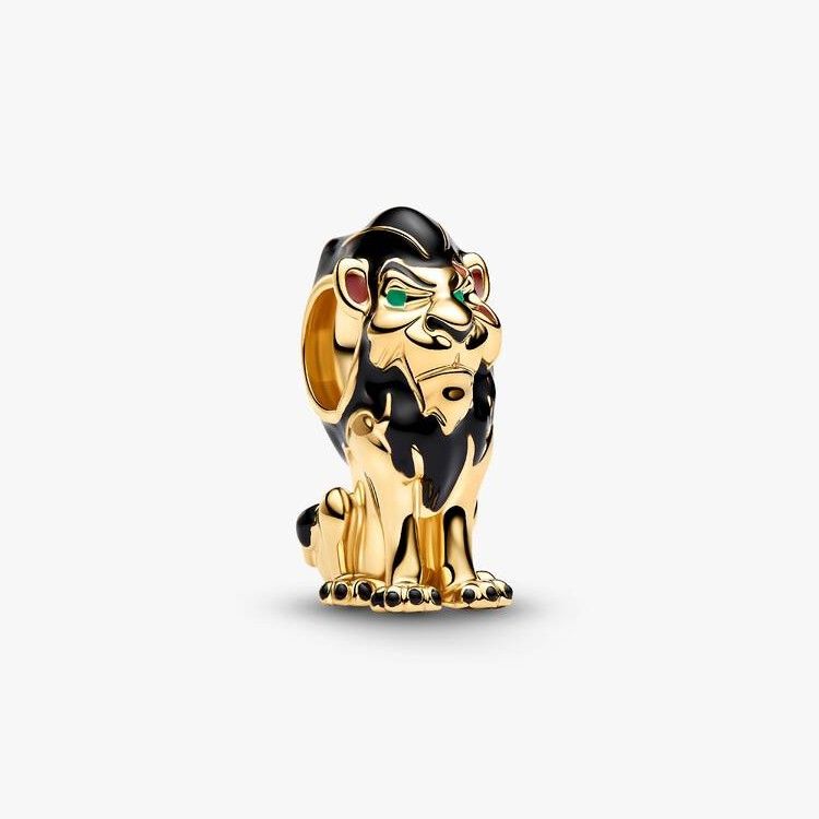PANDORA Disney Scar 14k gold-plated charm with black, green and brown enamel