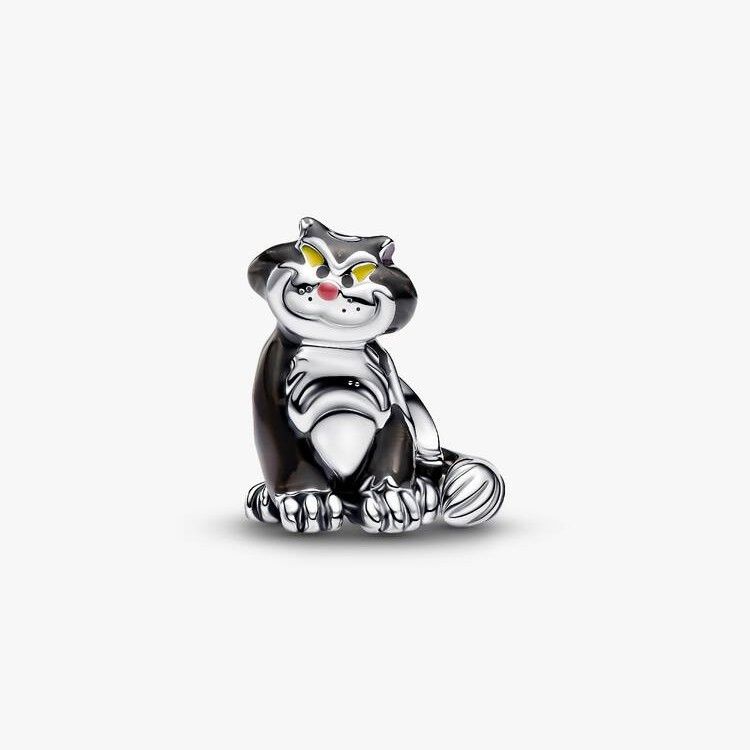 PANDORA Disney Lucifer sterling silver charm with black, yellow and pink enamel