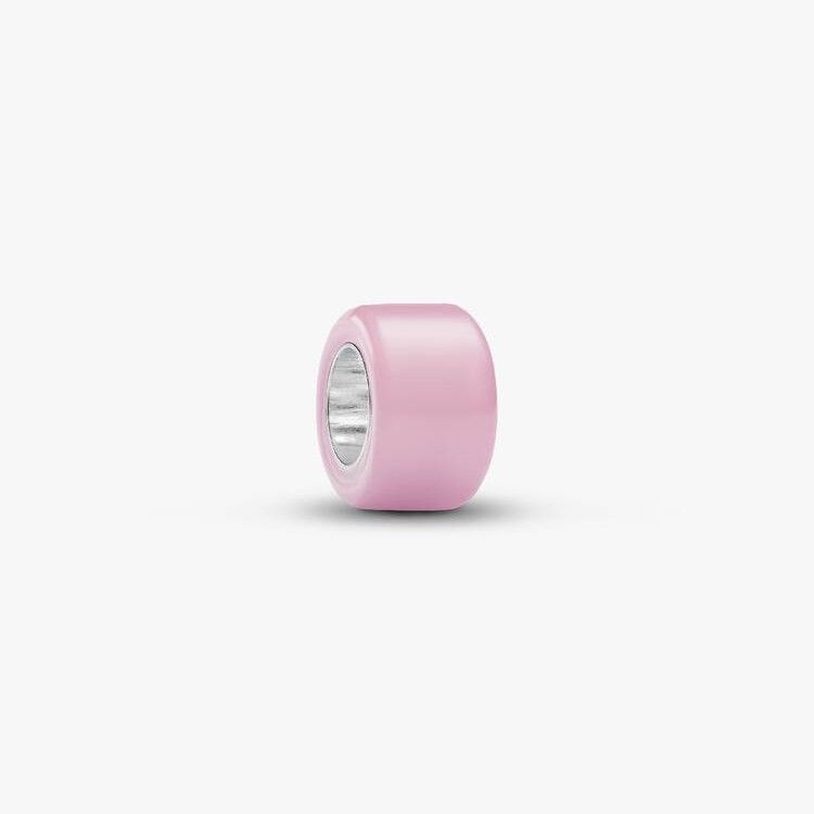 PANDORA Sterling silver mini charm with pink Murano glass
