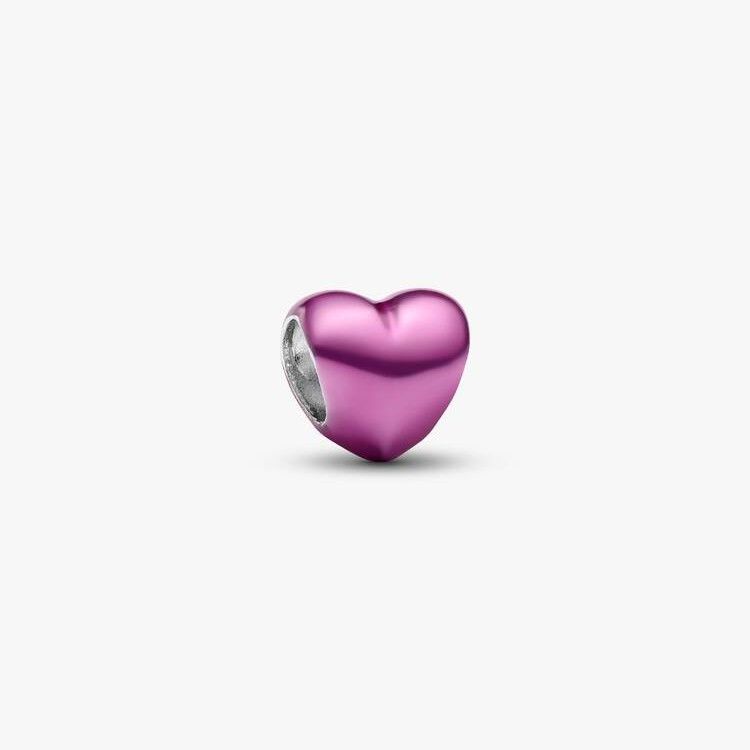 PANDORA Heart sterling silver mini charm with pink enamel