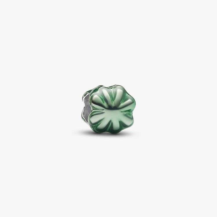 PANDORA Clover sterling silver mini charm with green enamel