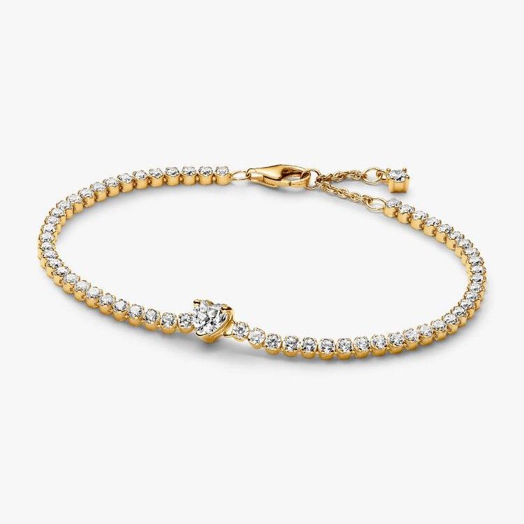 PANDORA Heart 14k gold-plated bracelet with clear cubic zirconia
